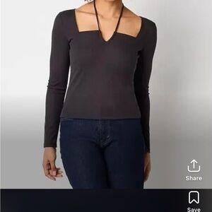 a.n.a Black Long Sleeve Tee Top